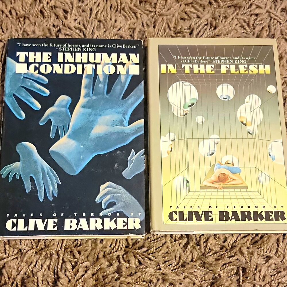 Clive Barker Lot of 2 HC The Inhuman Condition & In the Flesh 1986 DJ 1st BCE